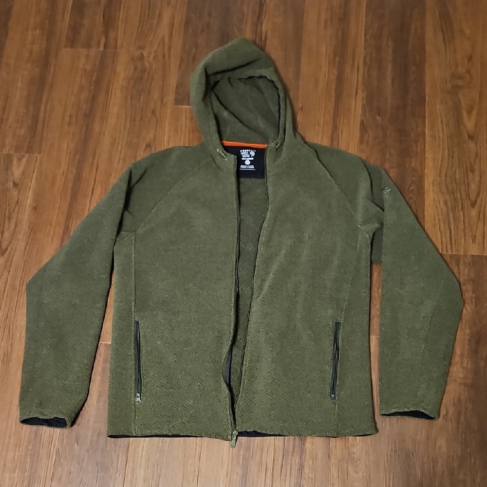 Men's Mountain Hardwear Microfleece Full Zip Hoodie Jacket, Olive Green, Size L